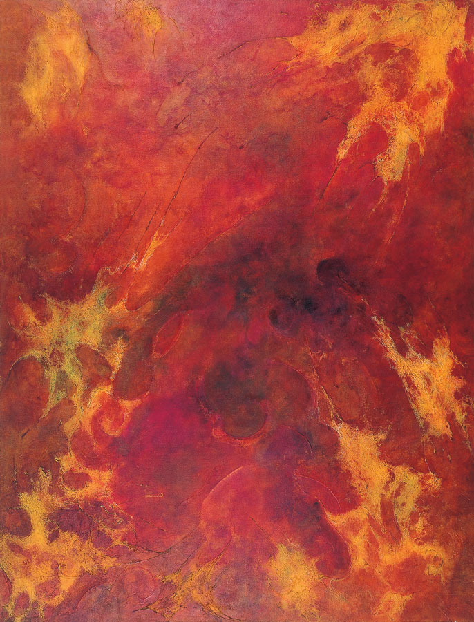 Magma,  1993 | acrílica e fibra sobre tela | 170 x 130 cm